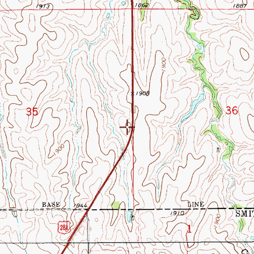 Topographic Map of Willa Cather Memorial Prairie Historical Marker, NE