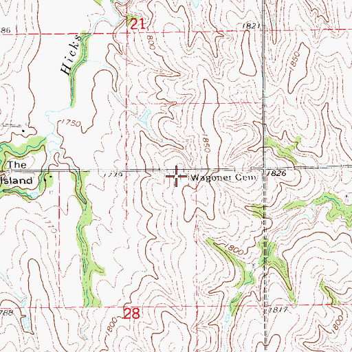 Topographic Map of Benjamin Wagoner Memorial Cemetery Historical Marker, NE