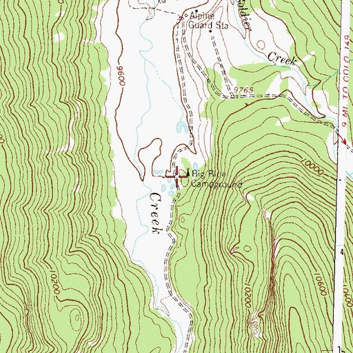 Topographic Map of Big Blue Campground, CO