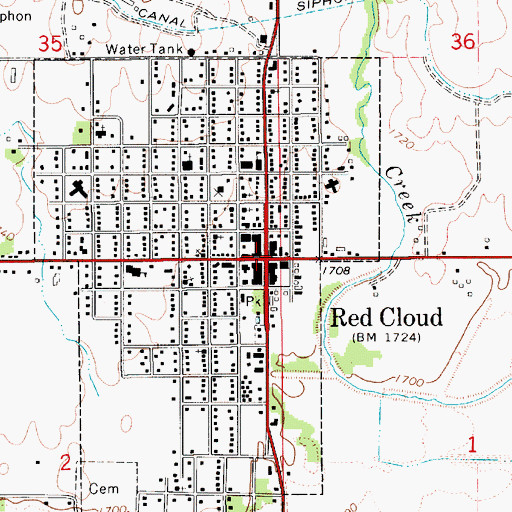 Topographic Map of Red Cloud Historical Marker, NE