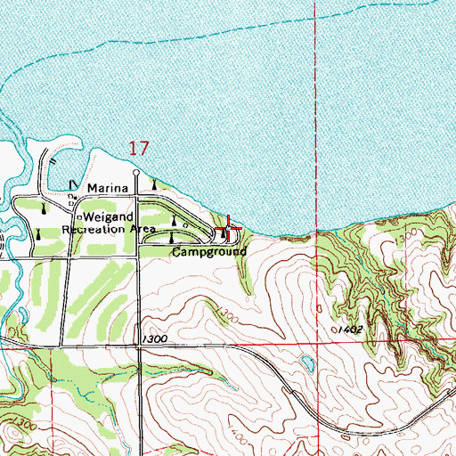 Topographic Map of Weigand Campground, NE