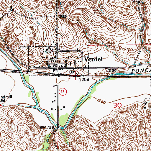 Topographic Map of Verdel (historical), NE