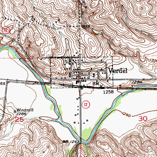 Topographic Map of Verdel Post Office, NE