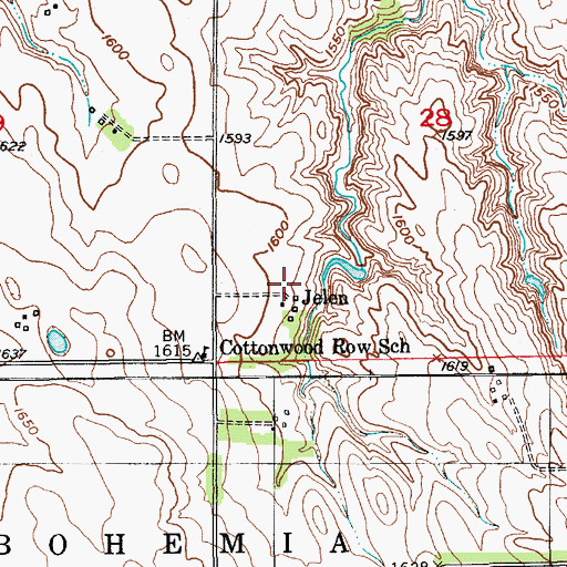 Topographic Map of Jelen Post Office (historical), NE