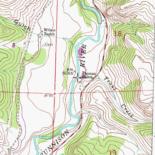 Topographic Map of Thomas Ranch, CO