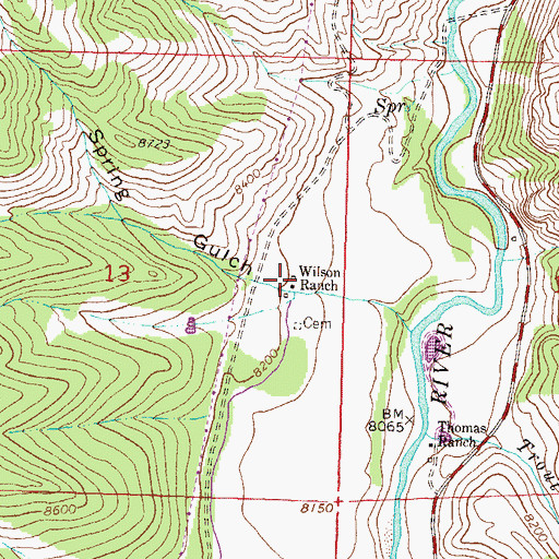 Topographic Map of Wilson Ranch, CO