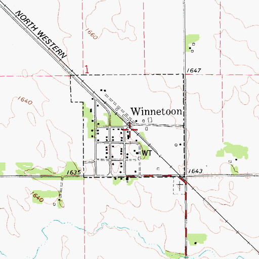 Topographic Map of Winnetoon (historical), NE