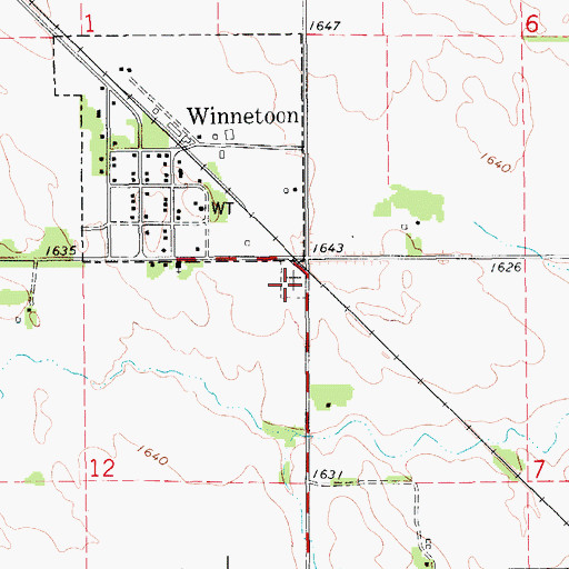 Topographic Map of Winnetoon Cemetery, NE