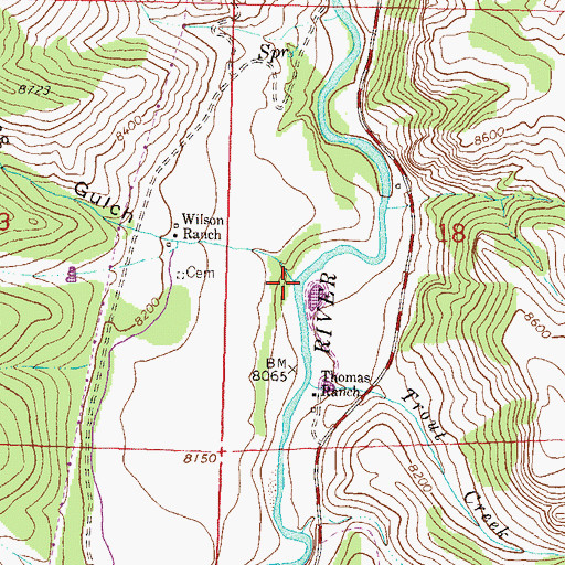 Topographic Map of Spring Gulch, CO