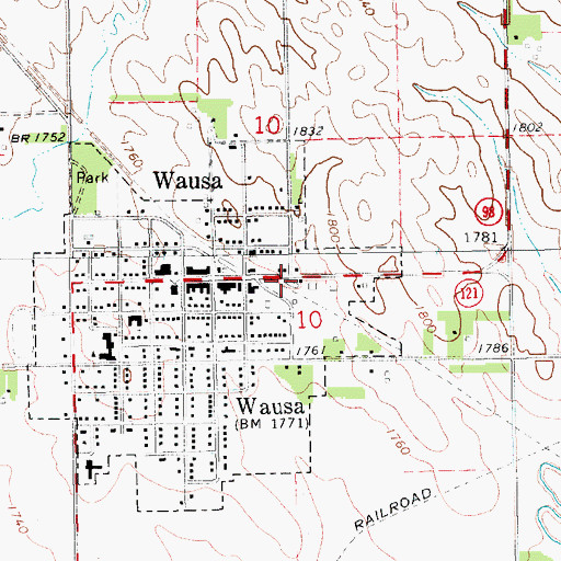Topographic Map of Wausa (historical), NE