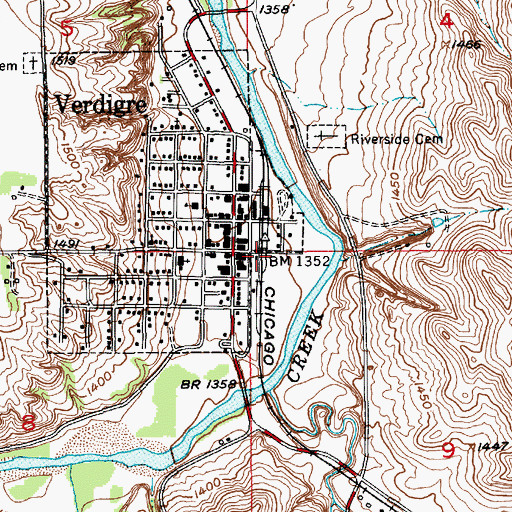 Topographic Map of Verdigre (historical), NE