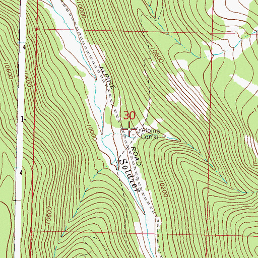 Topographic Map of Alpine Corral, CO