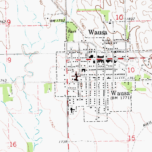 Topographic Map of Wausa Public Schools, NE