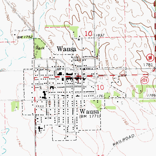 Topographic Map of Wausa Post Office, NE