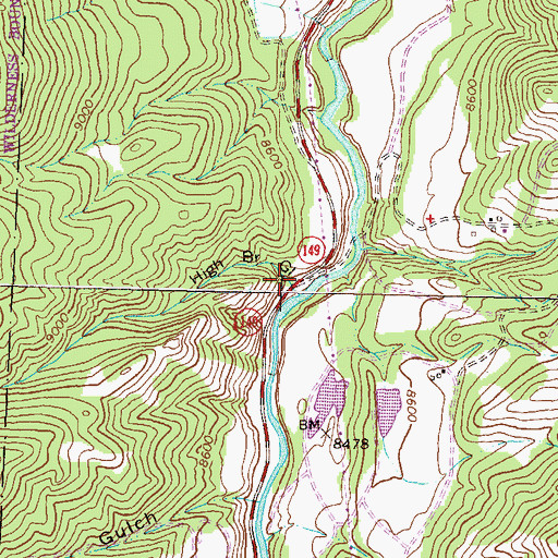 Topographic Map of High Bridge Gulch, CO