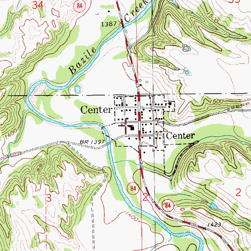 Topographic Map of Center Village Police Department, NE