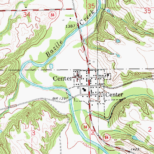 Topographic Map of Center United Church of Christ, NE