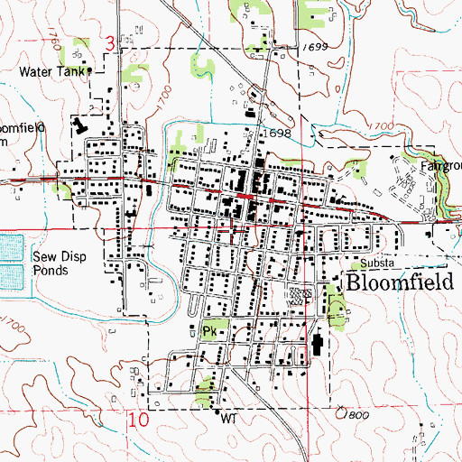Topographic Map of Bloomfield Public Library, NE