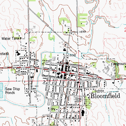 Topographic Map of Bloomfield Vision Clinic, NE