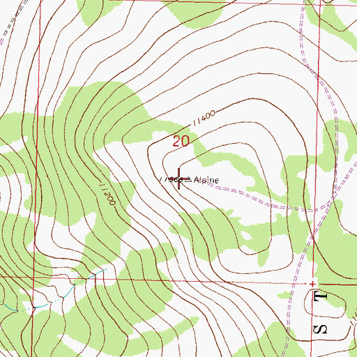 Topographic Map of Alpine Plateau, CO
