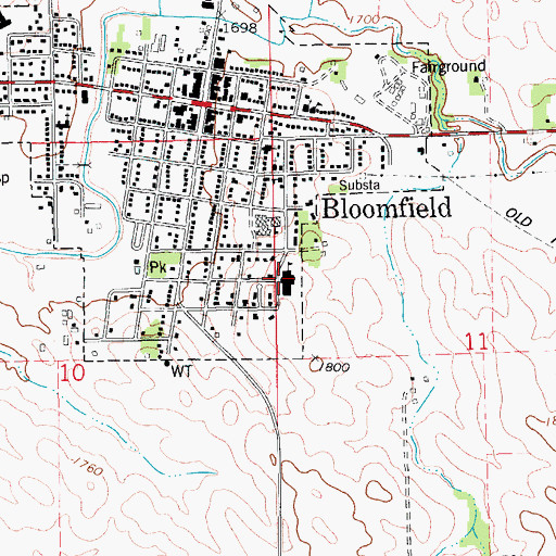 Topographic Map of Bloomfield Elementary School, NE