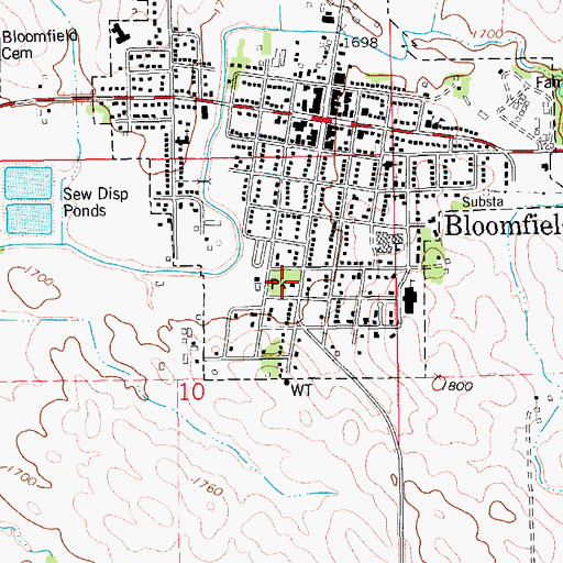 Topographic Map of Bloomfield City Park, NE