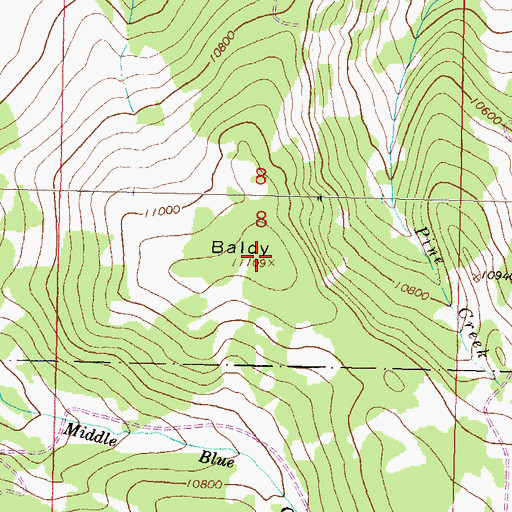 Topographic Map of Baldy, CO