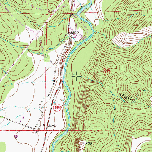 Topographic Map of Hells Canyon, CO