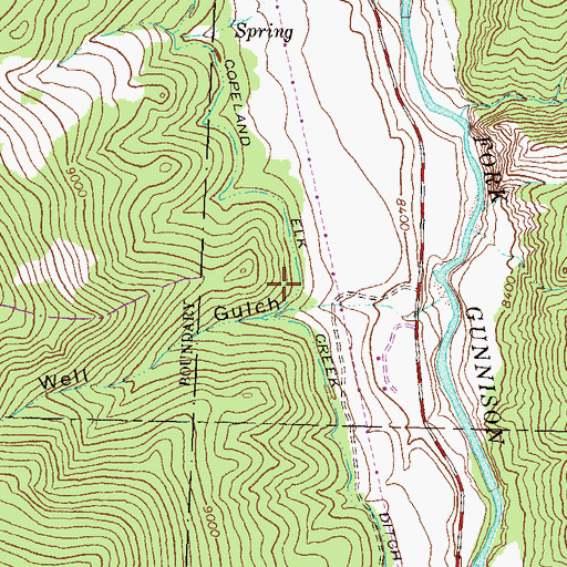 Topographic Map of Copeland Elk Creek Ditch, CO