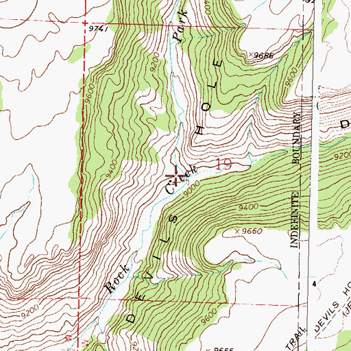 Topographic Map of Devils Hole, CO
