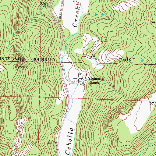 Topographic Map of Youmans Ranch, CO