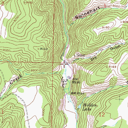 Topographic Map of Dry Gulch, CO