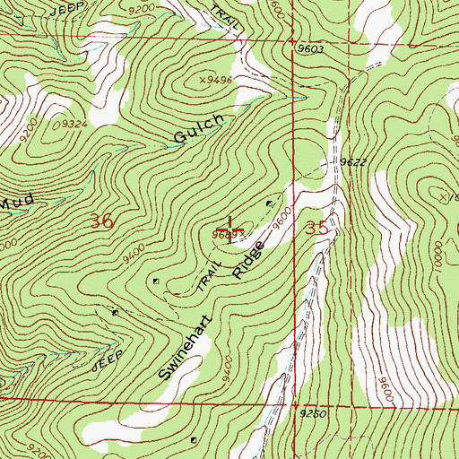 Topographic Map of Swinehart Ridge, CO