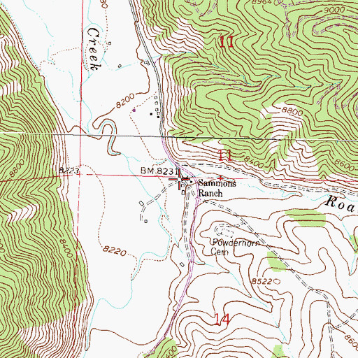 Topographic Map of Sammons Ranch, CO