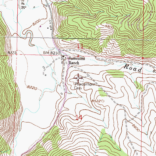 Topographic Map of Powderhorn Cemetery, CO