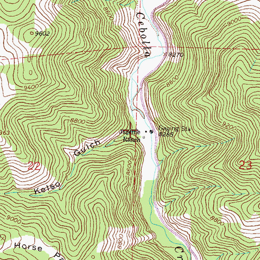 Topographic Map of Kelso Gulch, CO