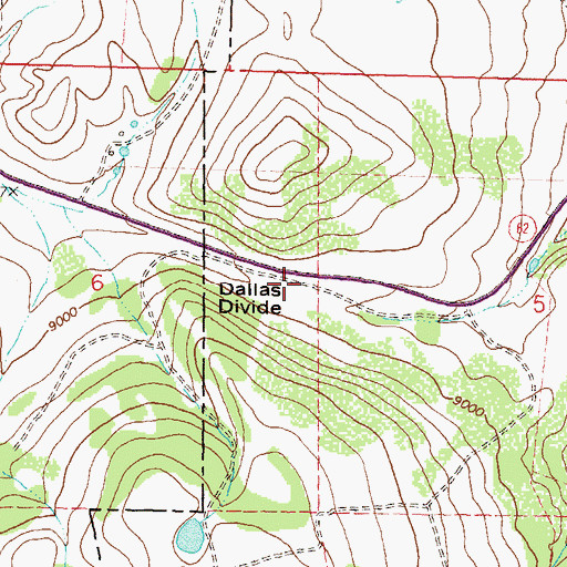 Topographic Map of Dallas Divide, CO