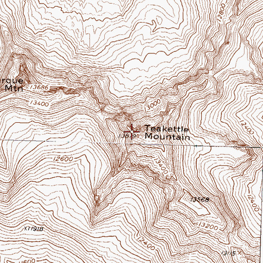 Topographic Map of Teakettle Mountain, CO