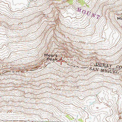 Topographic Map of Mears Peak, CO