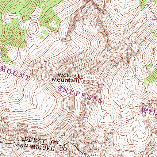 Topographic Map of Wolcott Mountain, CO