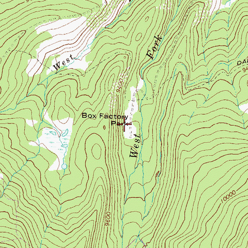 Topographic Map of Box Factory Park, CO
