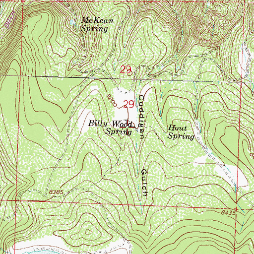 Topographic Map of Billy Wood Spring, CO