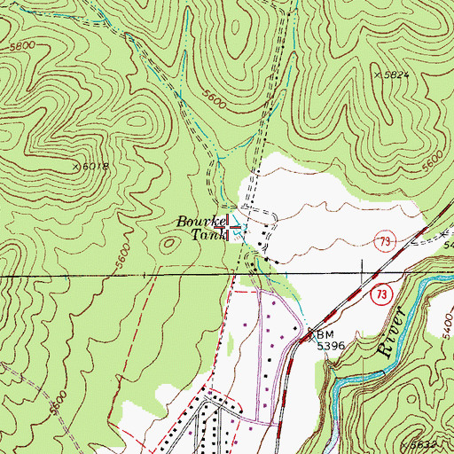Topographic Map of Bourke Tank, AZ