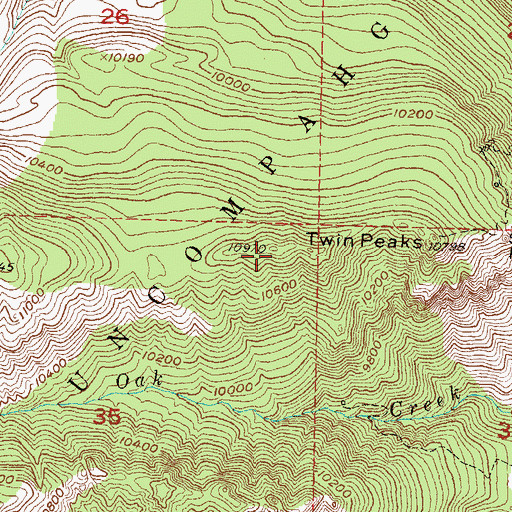Topographic Map of Twin Peaks, CO