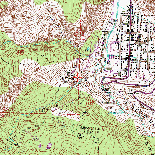 Topographic Map of Box Canyon, CO