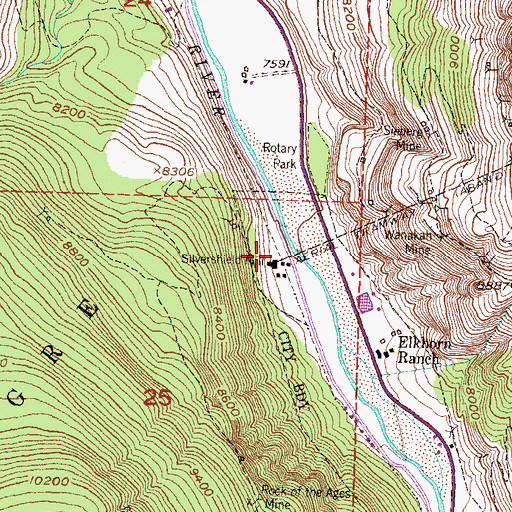 Topographic Map of Silvershield Mill, CO