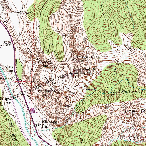Topographic Map of Jonathan Mine, CO