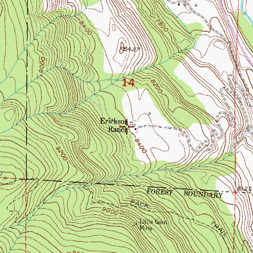 Topographic Map of Erickson Ranch, CO