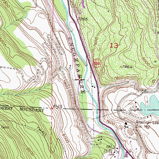 Topographic Map of Dexter Creek, CO