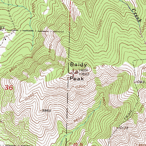 Topographic Map of Baldy Peak, CO